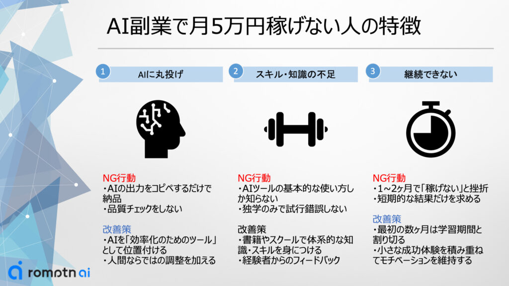 AI副業で月5万円稼げない人の特徴