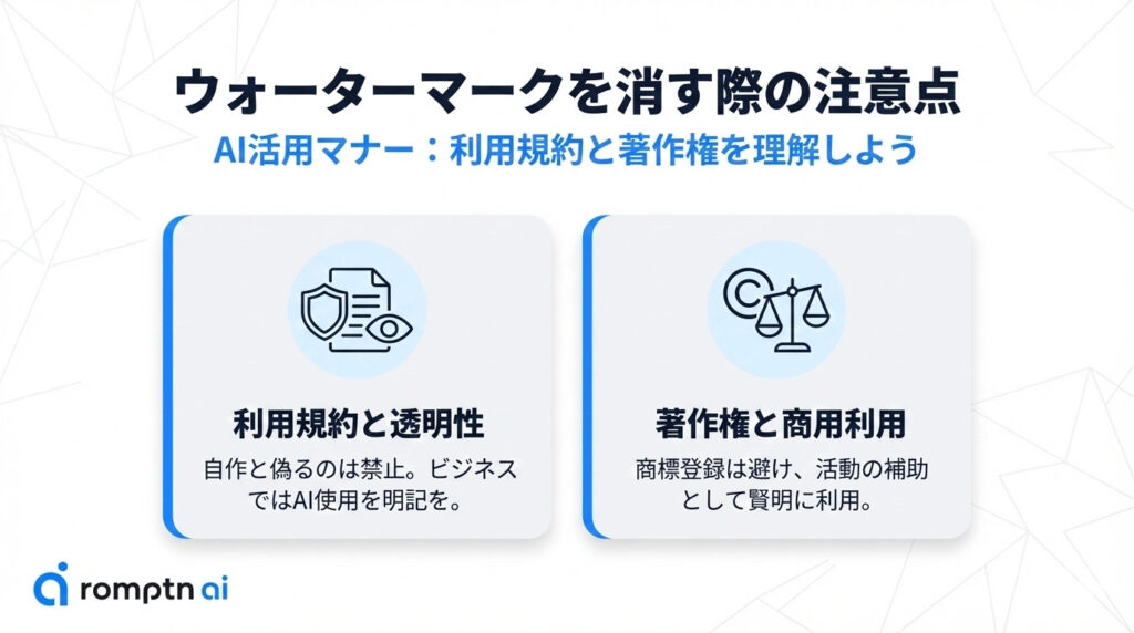 ウォーターマークを消す際の注意点のまとめ画像