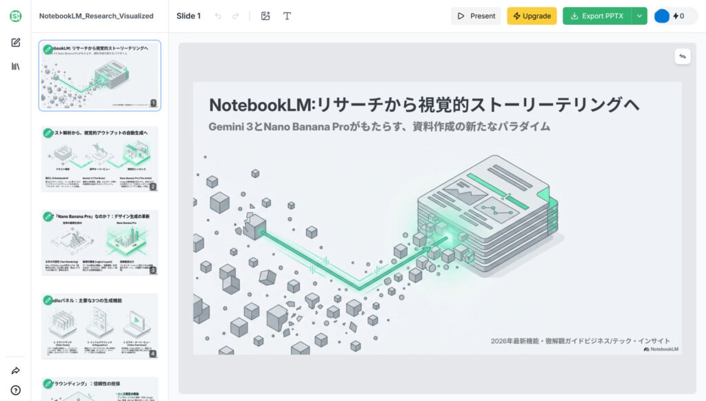変換後のスライド