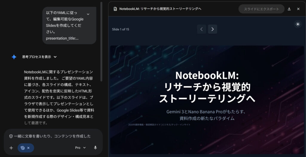 canvasで生成されたスライドの画面