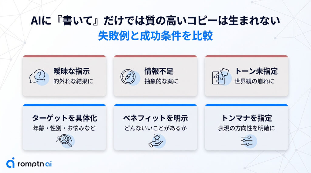 AIに「書いて」だけでは質の高いコピーは生まれない