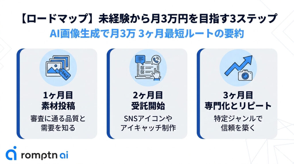 未経験から月3万円を目指す3ステップの要約画像