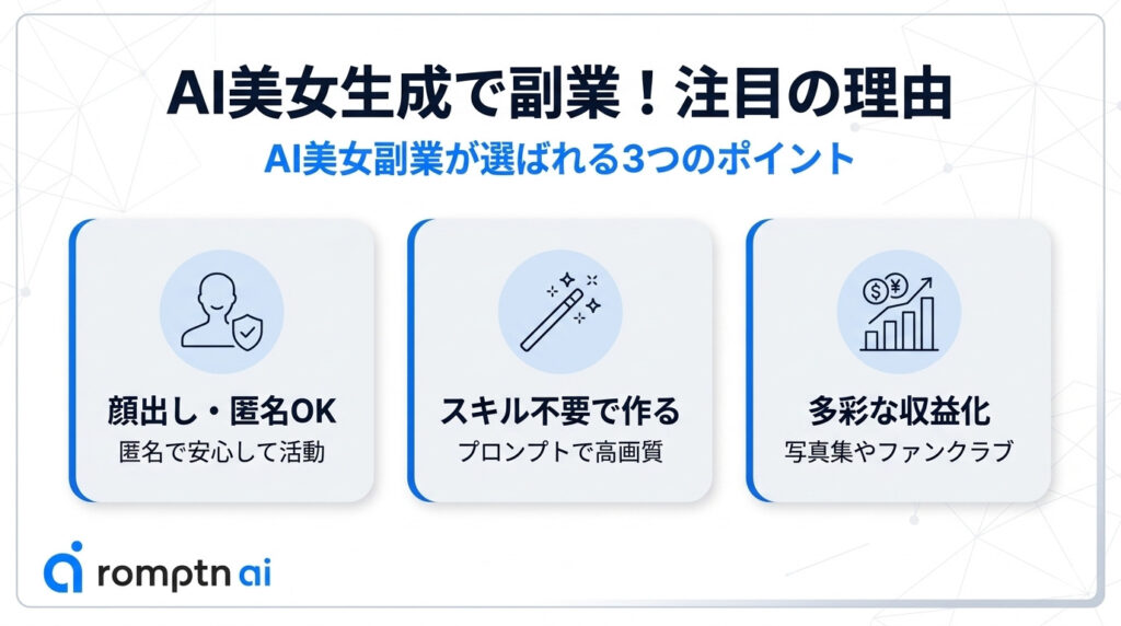 AI美女生成で副業！今注目されている理由とは？の要約画像