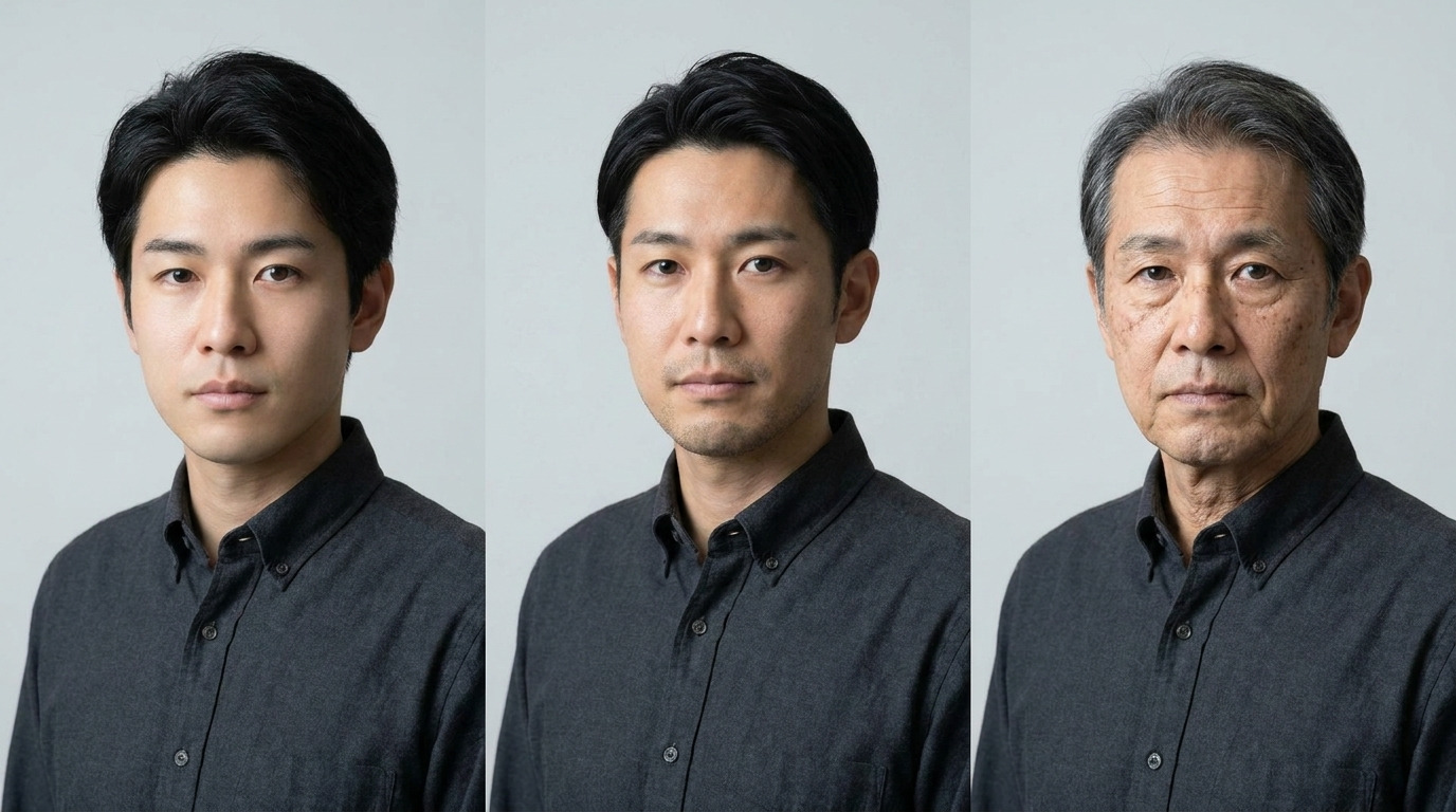 実例で見る老化・若返りのbefore/afterのプロンプトで生成した画像サンプル